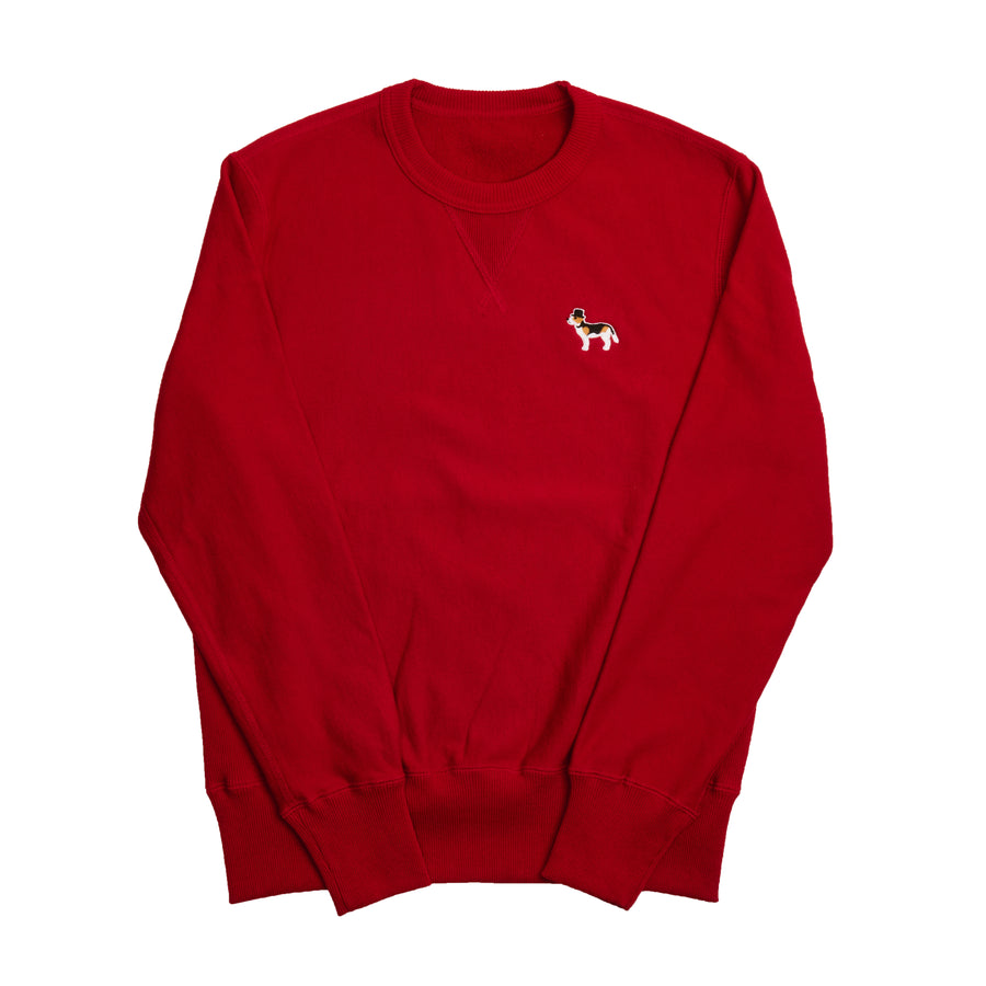 Red fleece crewneck sweatshirt